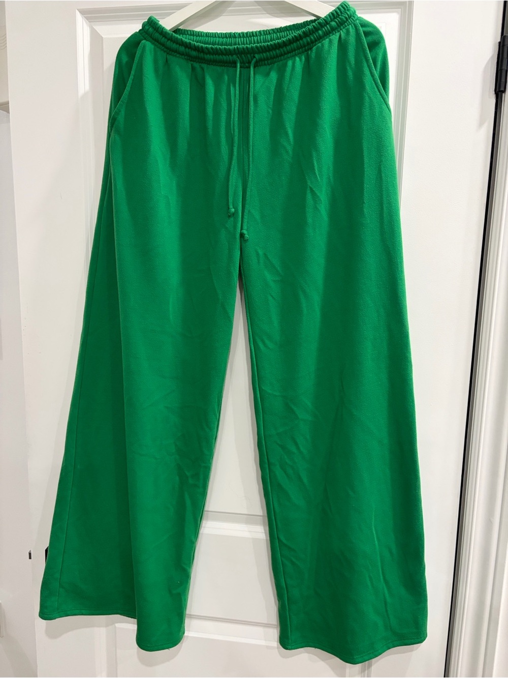 Fashion Nova Green Wide-Leg Track Pants with Drawstring